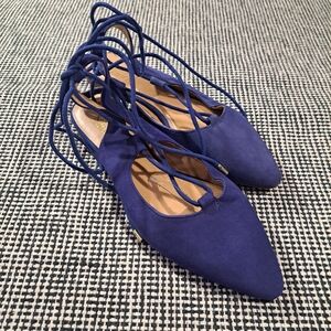 Franco Sarto Royal Blue Lace-Up Pointed Toe Flats